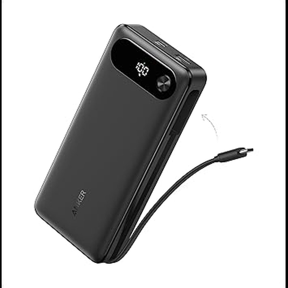 Anker Power Bank — 20,000mAh, 87W, Built-In USB-C Cable